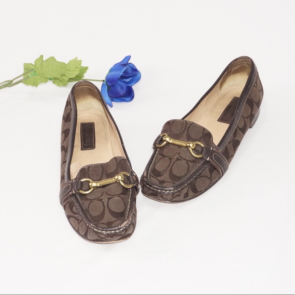 COACH Brown Vintage Logo Loafers, Size 10